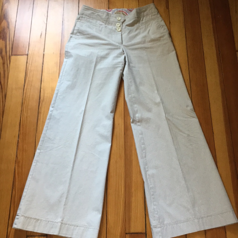 Pin striped gray and white pants